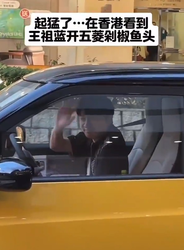 王祖蓝开五菱电动汽车现身香港街头 6万多的车太低调